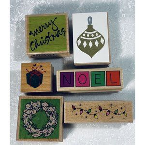 Rubber Stamps 6 Christmas Holiday Stamps Lightly Used Kollette Hall, Katie Hall,
